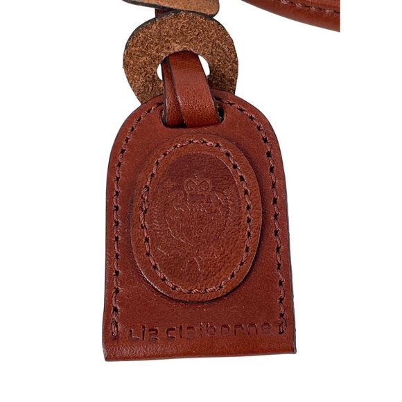 Vintage Liz Claiborne Brown Leather Crossbody Bag Buckle & Adjustable Strap - Picture 3 of 16